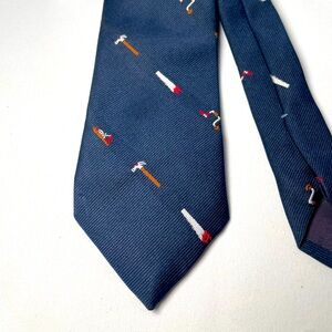 VTG Schreter navy blue hand tools patterned Tie - designed for ‘This Old House’